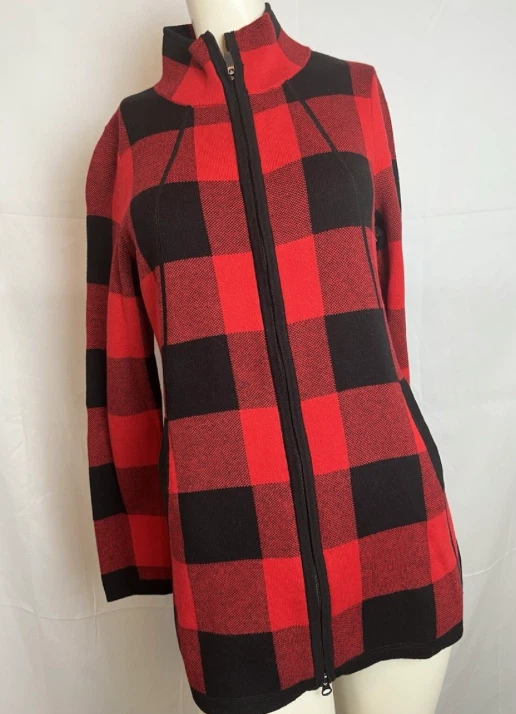 ADRIENNE VITTADINI Women's Plaid Zip-Up Jacket - photo 2