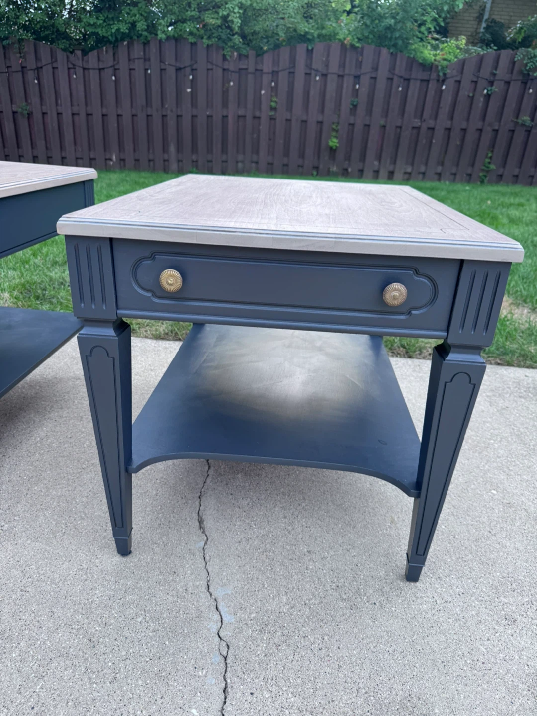 2 Refinished Vintage Mersman Wooden End Tables with Drawer