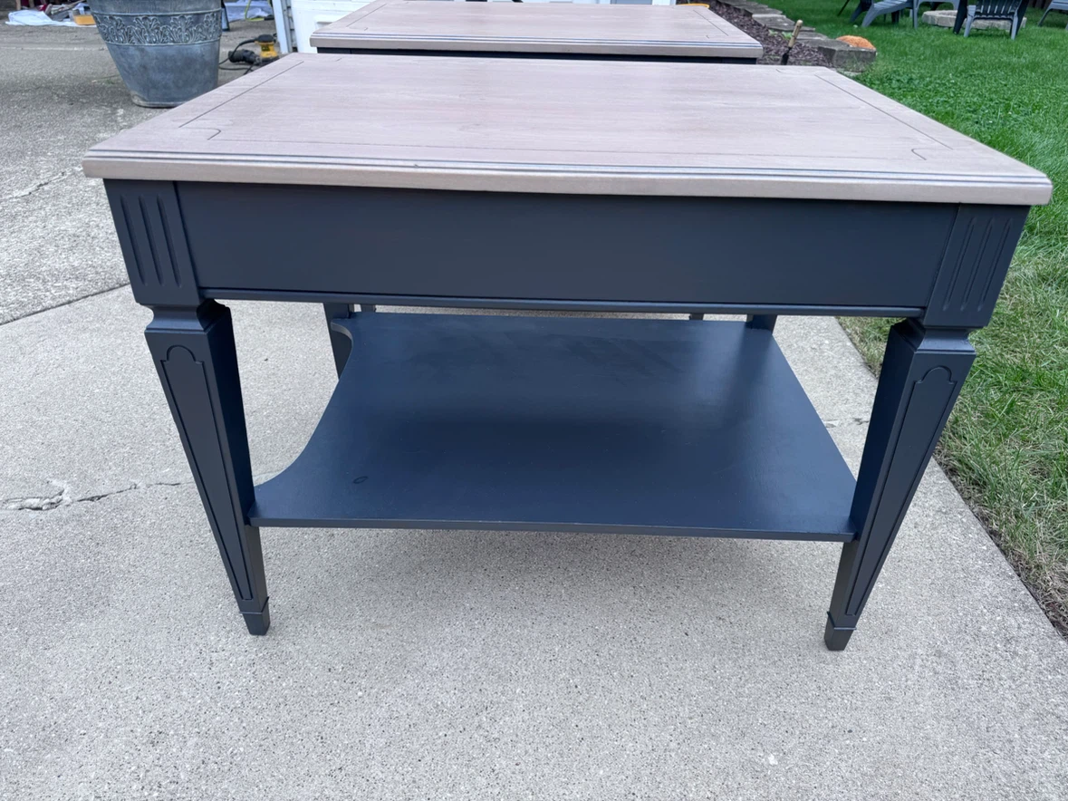 2 Refinished Vintage Mersman Wooden End Tables with Drawer - photo 2