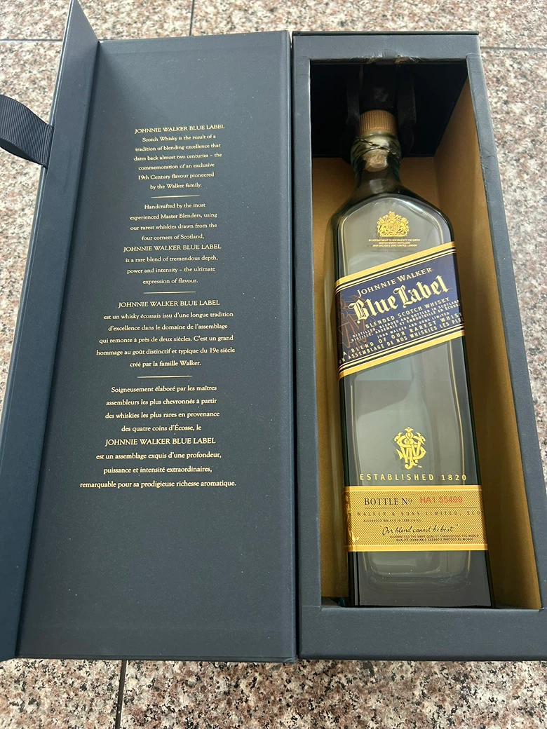 Johnnie Walker Blue Label Whisky Box and MT Bottle