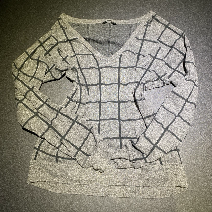 TNA Grey Plaid Long Sleeve Top