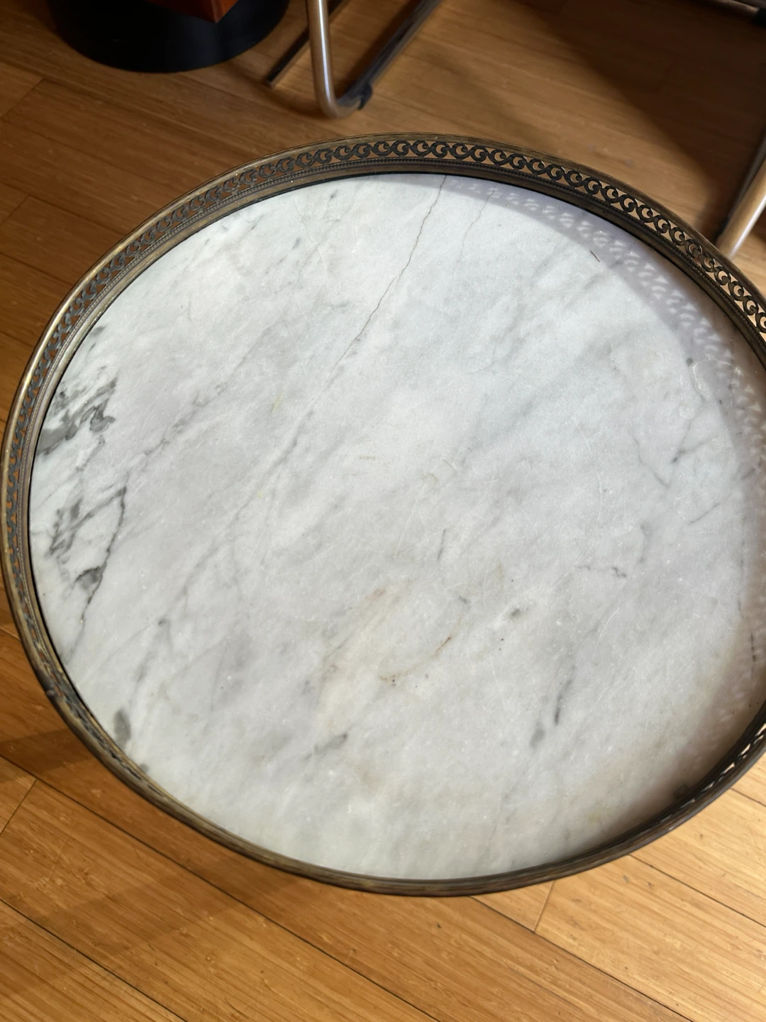 ANTIQUE MARBLE BRASS SIDE COFFEE ACCENT PARLOUR TABLE VINTAGE - photo 2