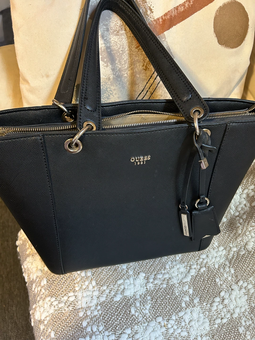 Black Guess faux leather Tote Bag