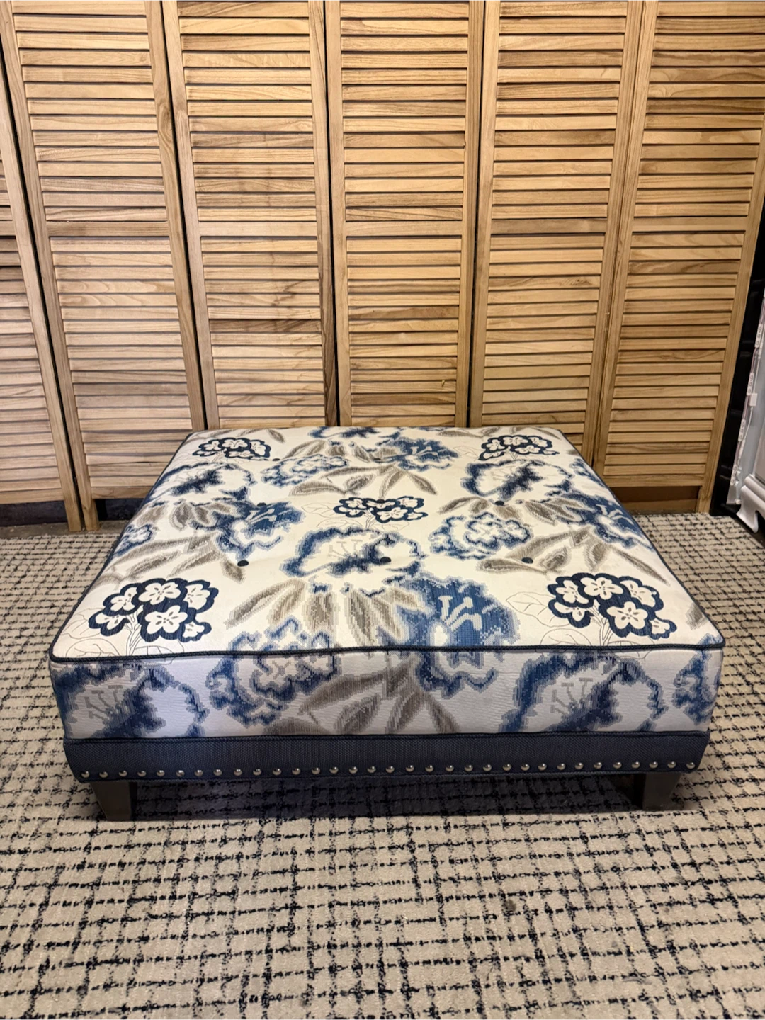 Floral Print Square Ottoman