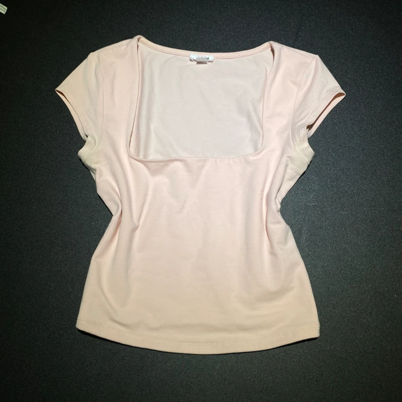 Garage Pink Portia Square Neck T-Shirt TP/XS