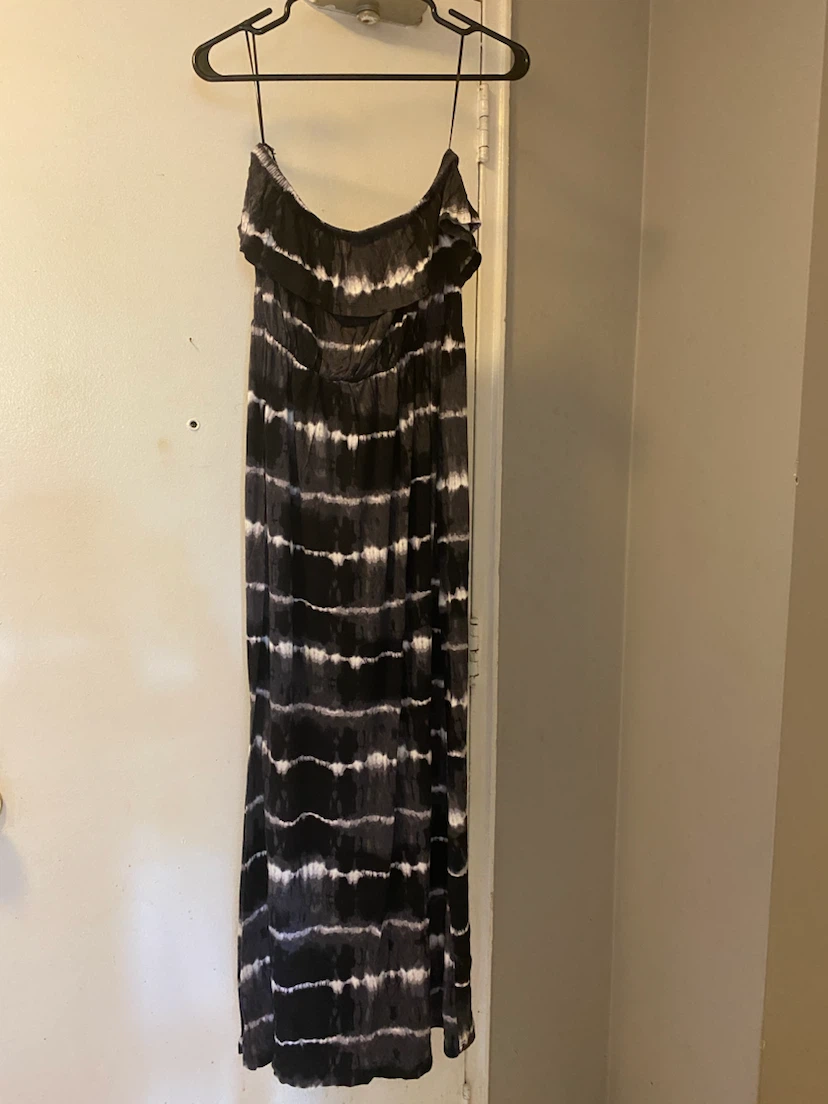 Ardene Maxi Dress - Black/White Tie-Dye - Size M