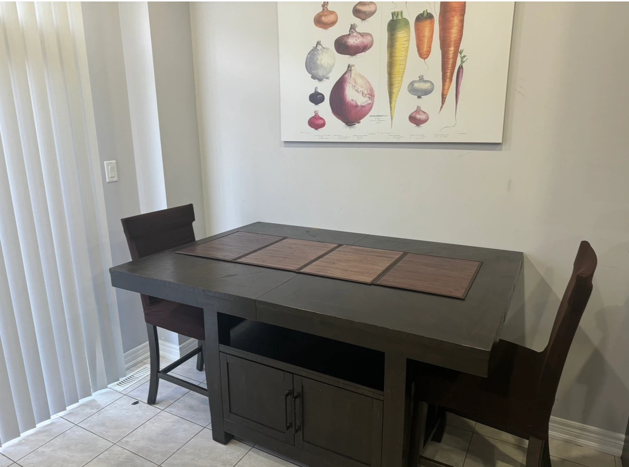 Dark Brown Kitchen Island Table with Storage