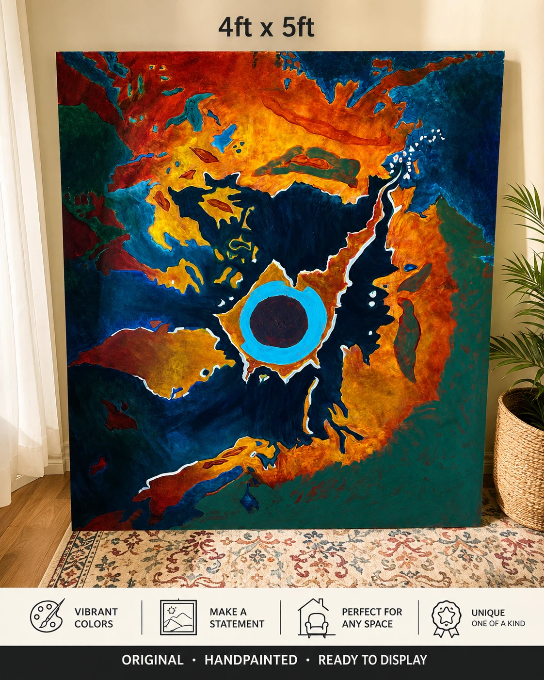 Handpainted Abstract Canvas Art 4ft x 5ft