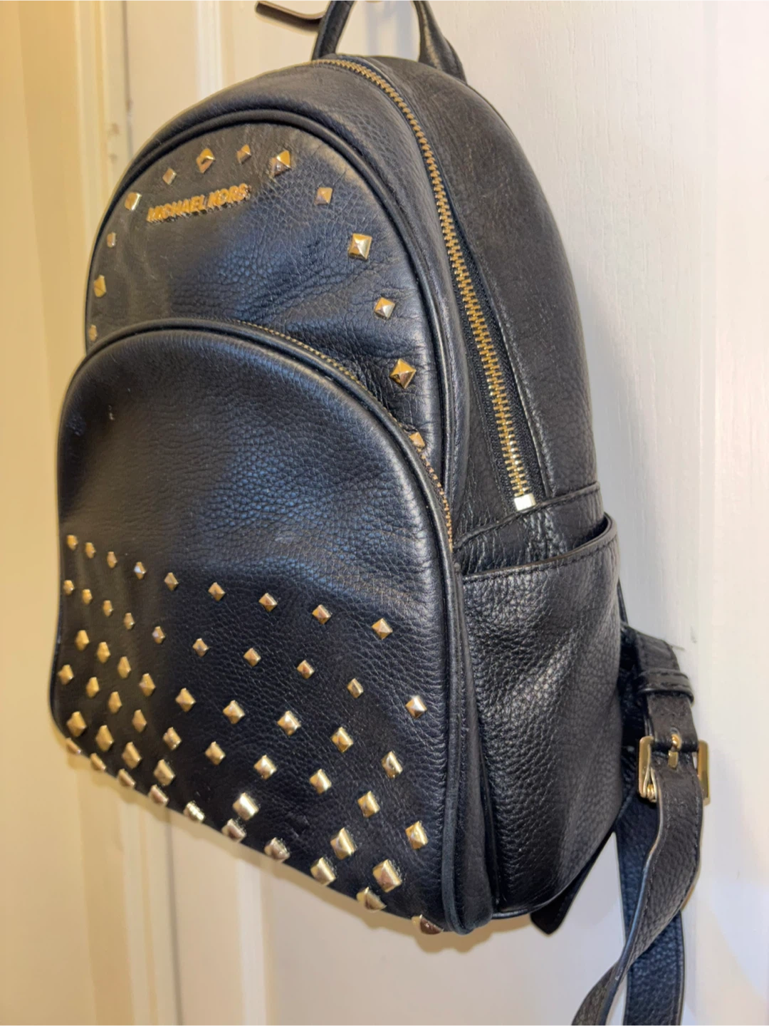 MICHAEL KORS Black Leather Studded Backpack