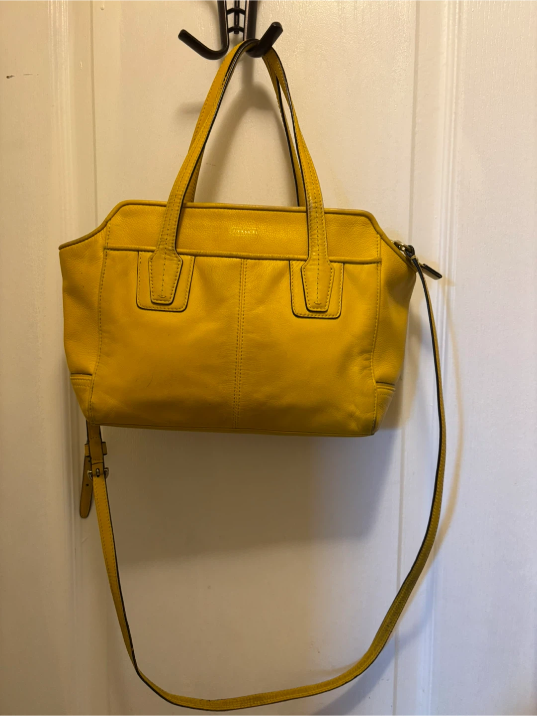 Coach Yellow Leather Tote Bag with Shoulder Strap