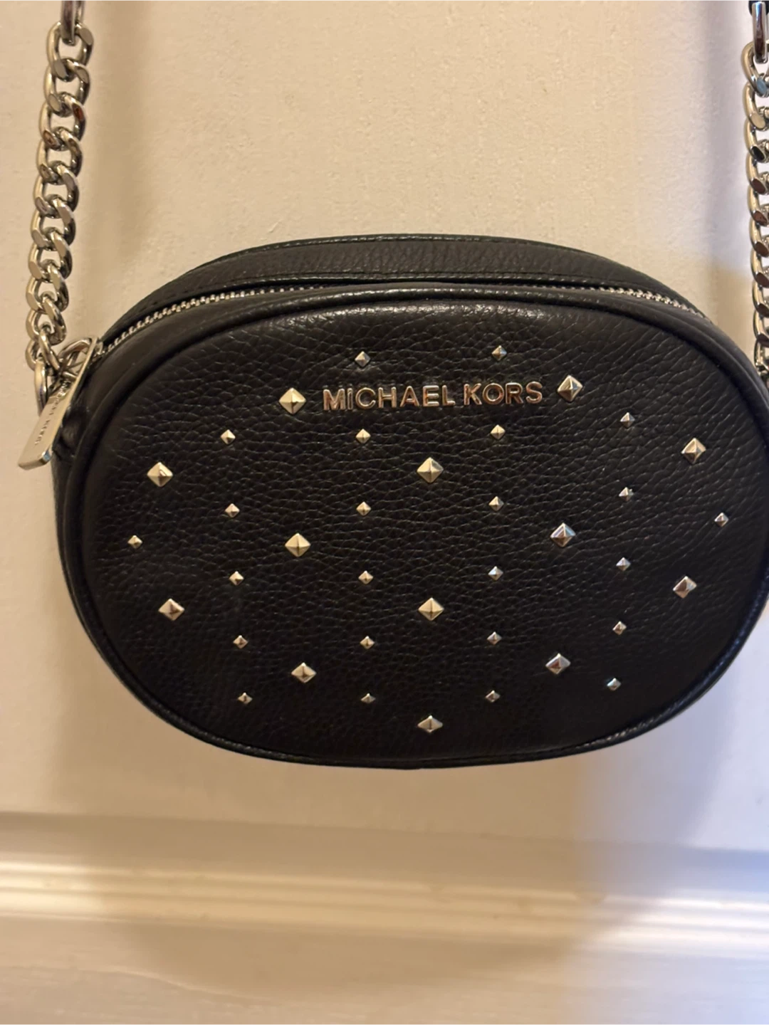 Michael Kors Black Leather Studded Crossbody Bag