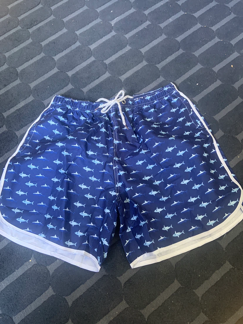 Men's Shark Print Swim Trunks