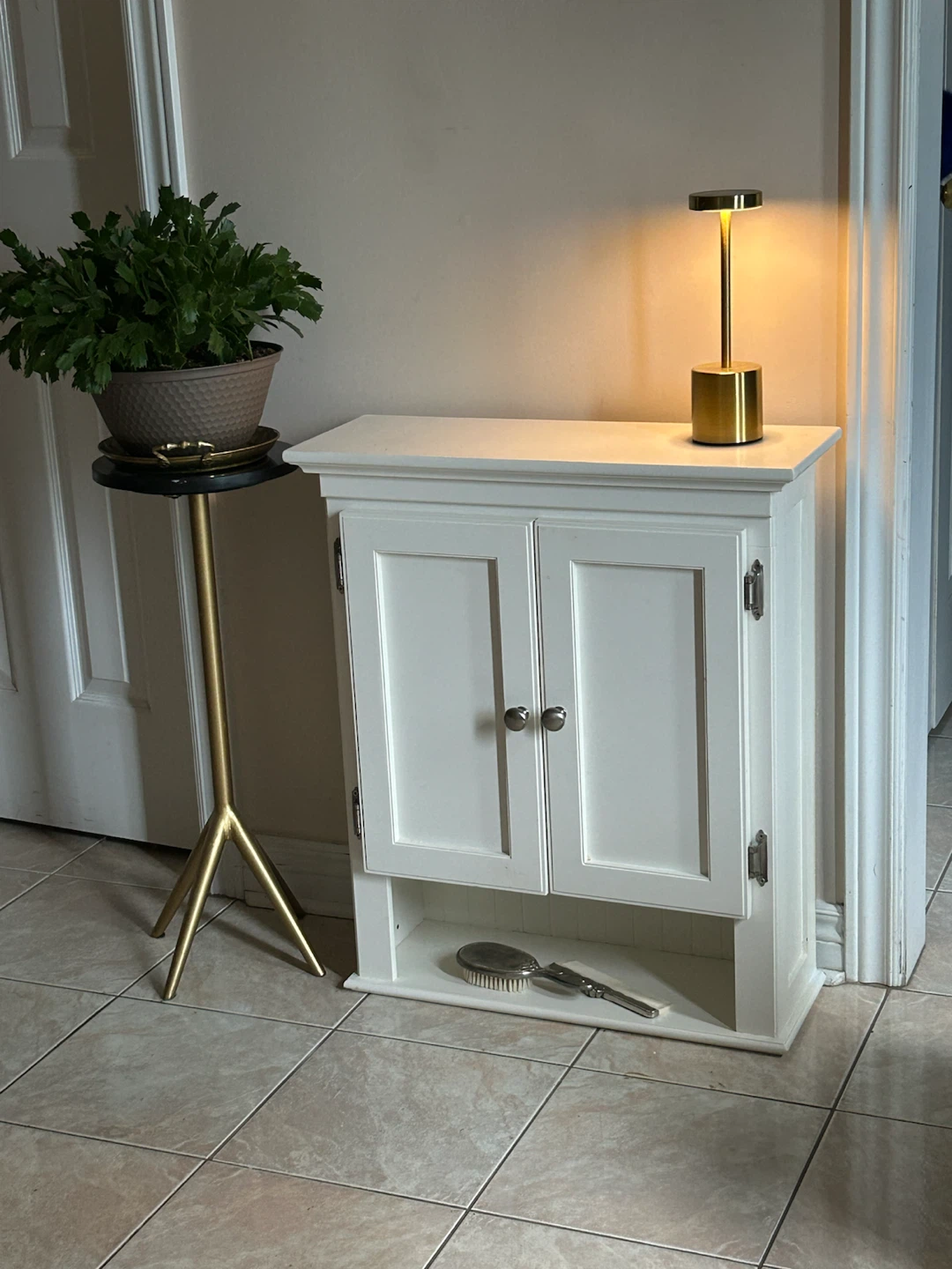 White Wooden Wall mounted Cabinet with Double Doors