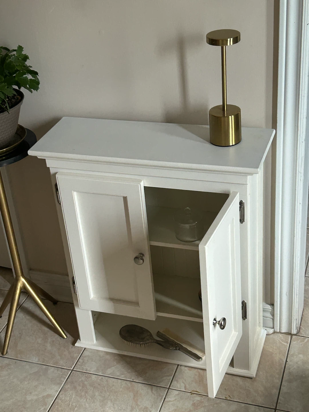 White Wooden Wall mounted Cabinet with Double Doors - photo 2