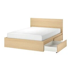 Light Wood Bed Frame with Drawers