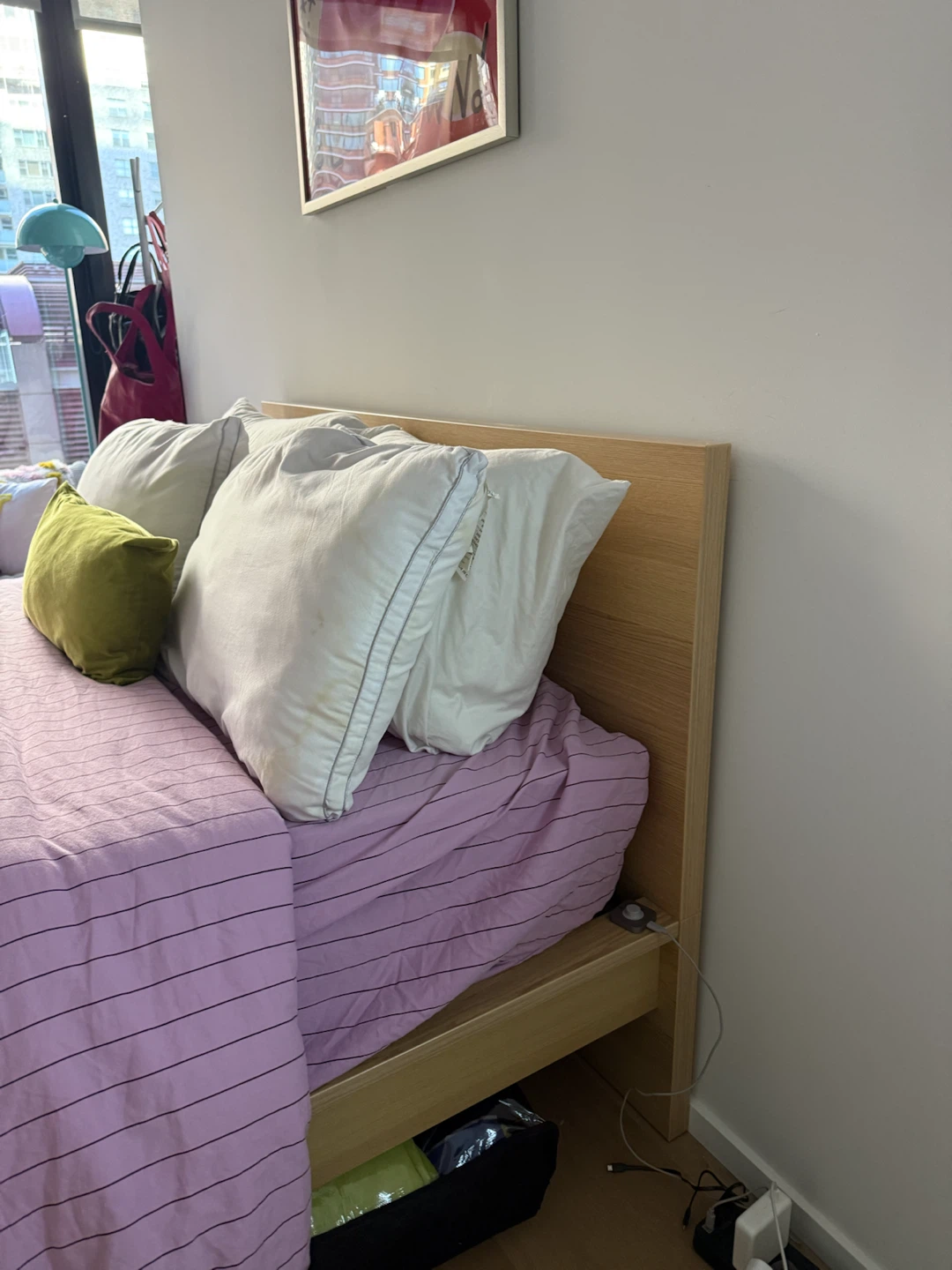 Light Wood Bed Frame with Drawers - photo 4