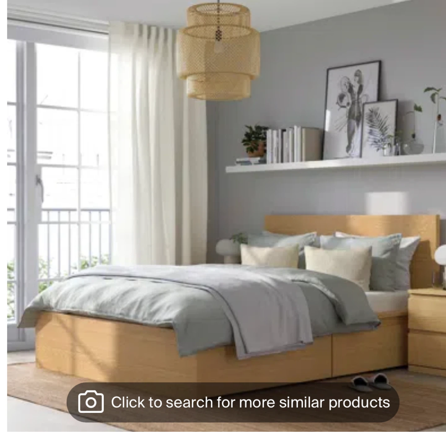 Light Wood Bed Frame with Drawers - photo 2