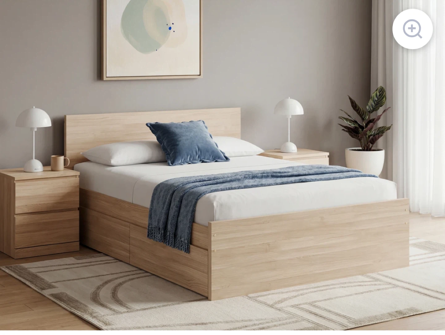 Light Wood Bed Frame with Drawers - photo 3