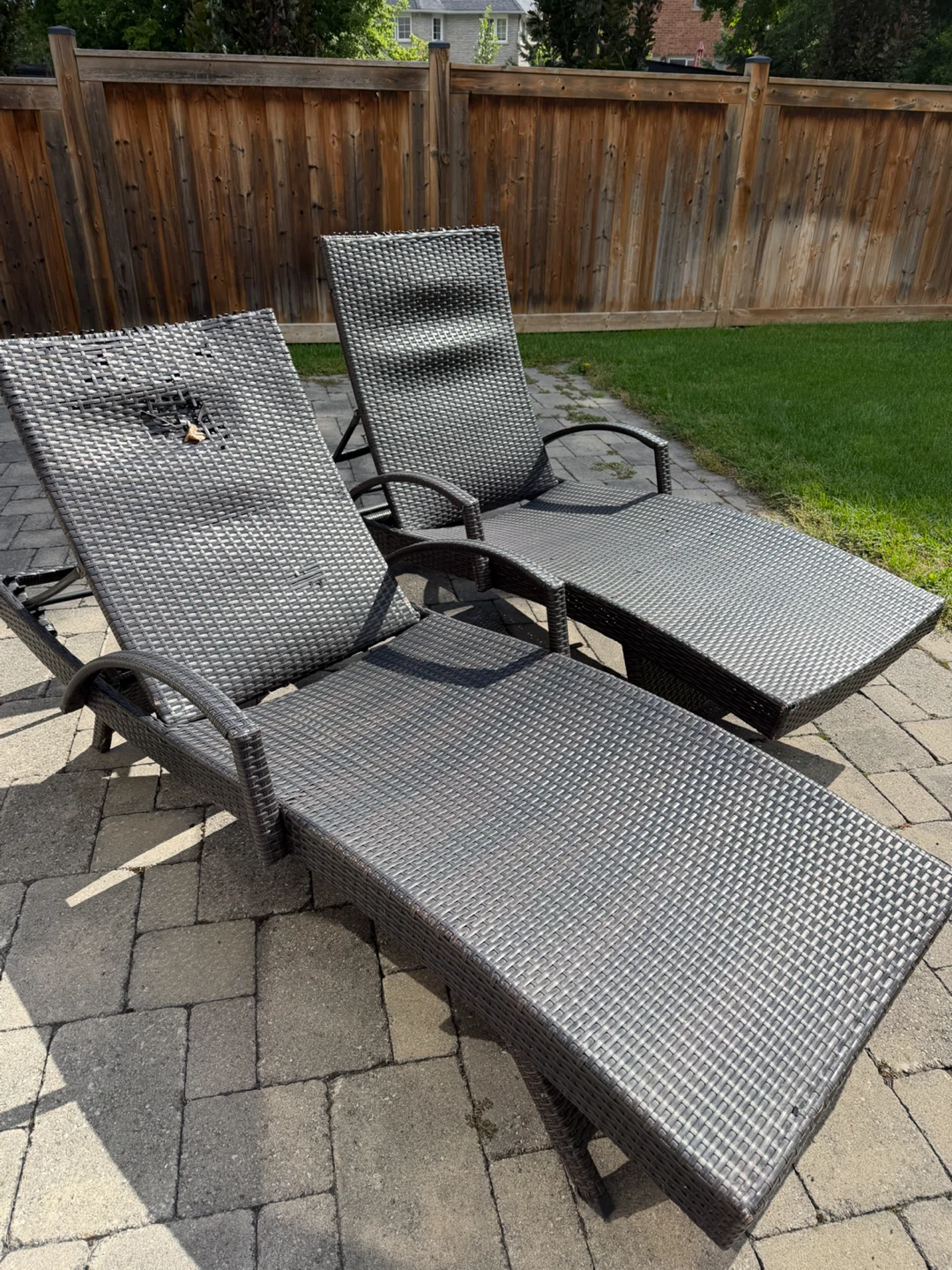 Wicker Chaise Lounge Chairs (Set of 2) - Damaged