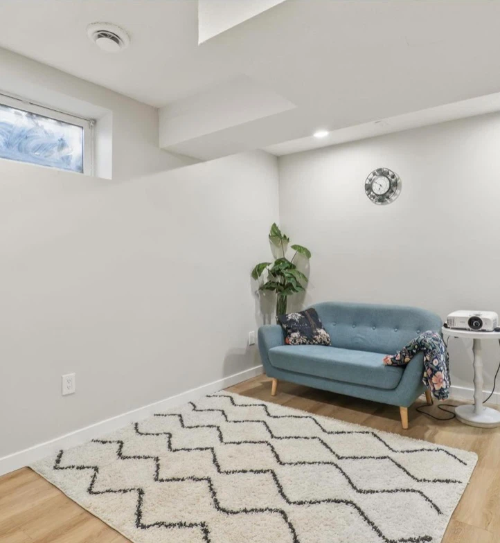 Blue loveseat sofa
