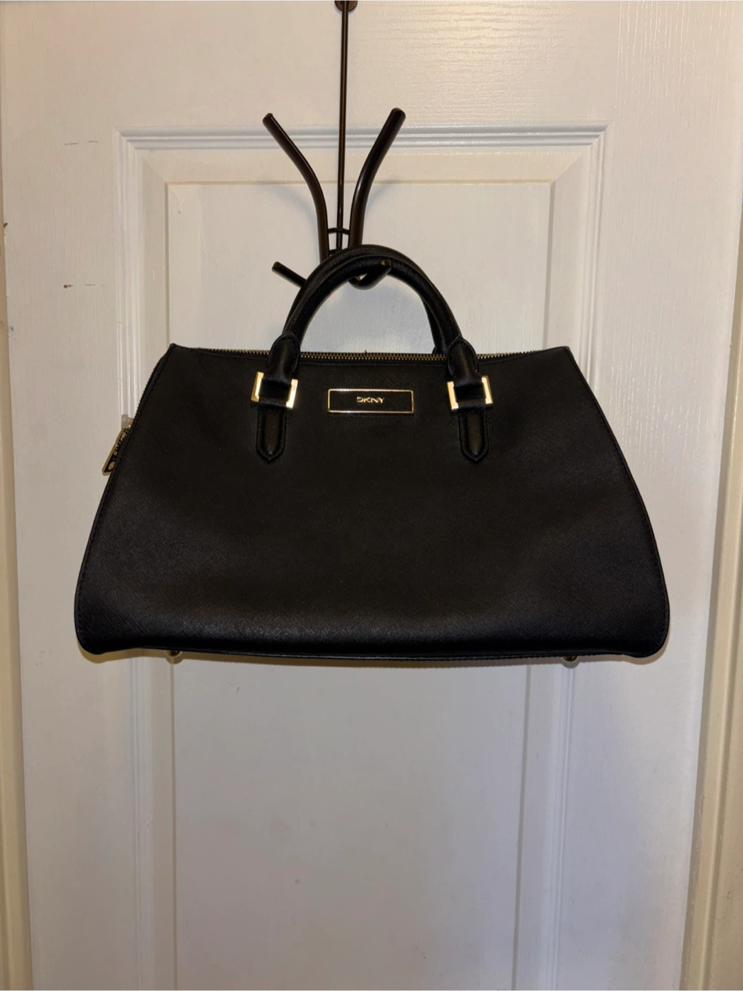 DKNY Black Leather Satchel Handbag