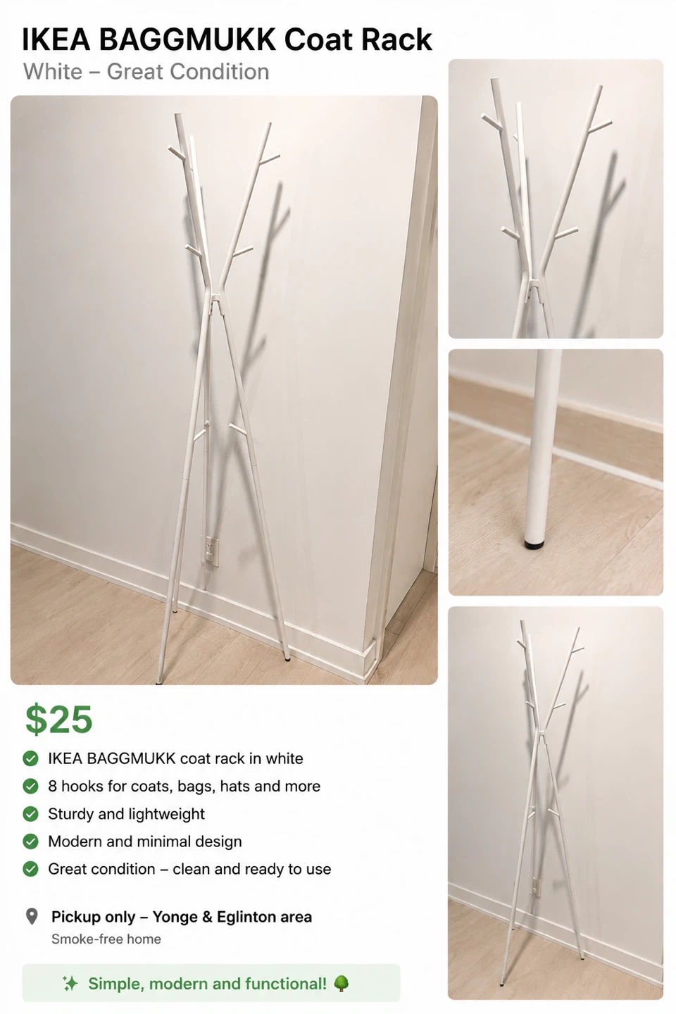 IKEA BAGGMUKK Coat Rack - White