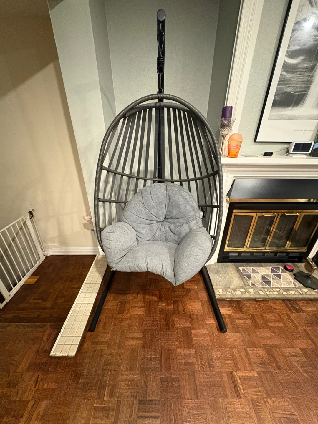 Hanging Egg Chair with Stand - Grey