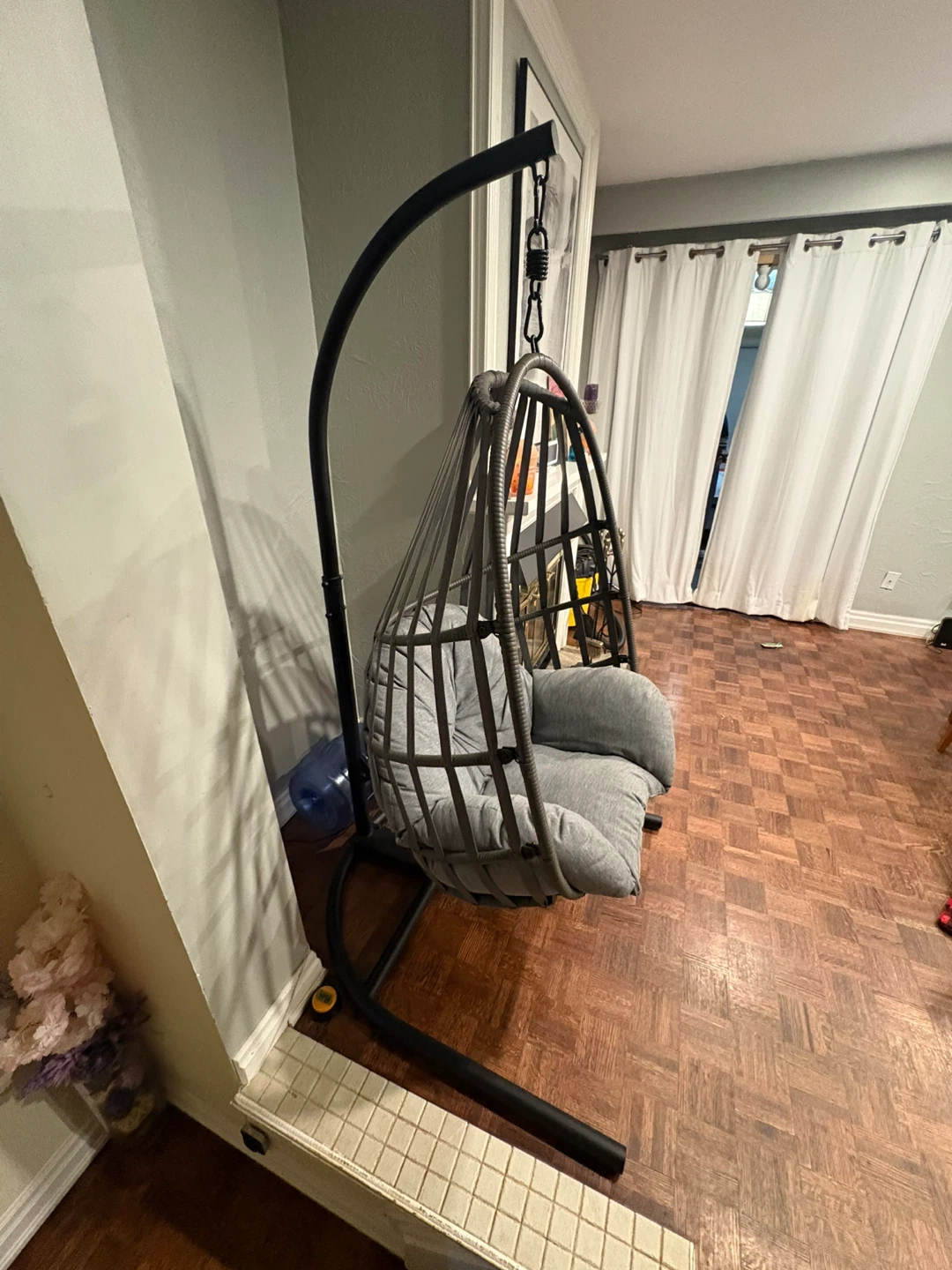 Hanging Egg Chair with Stand - Grey - photo 2