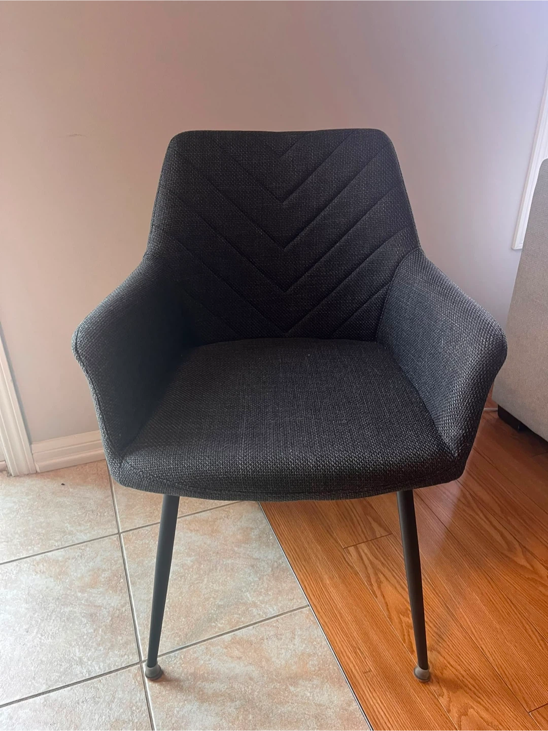 2 Dark Grey Armchair with Chevron Pattern
