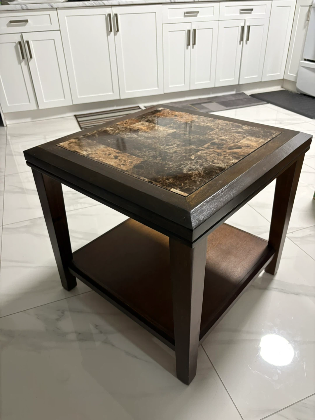 End Table with Faux Marble Top