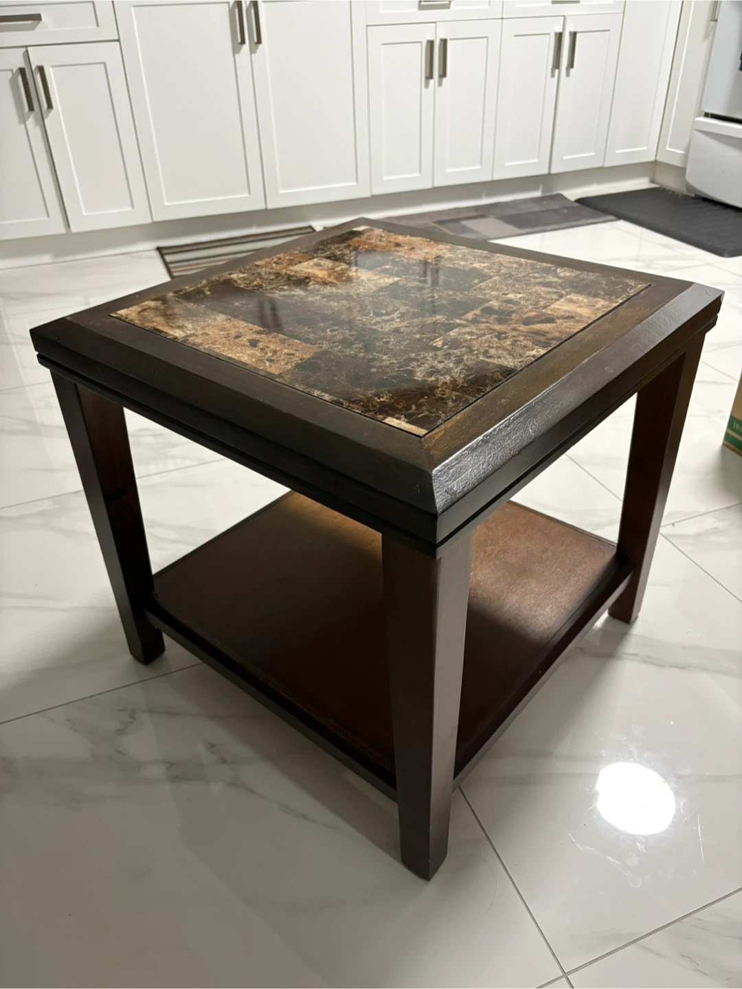 End Table with Faux Marble Top - photo 2