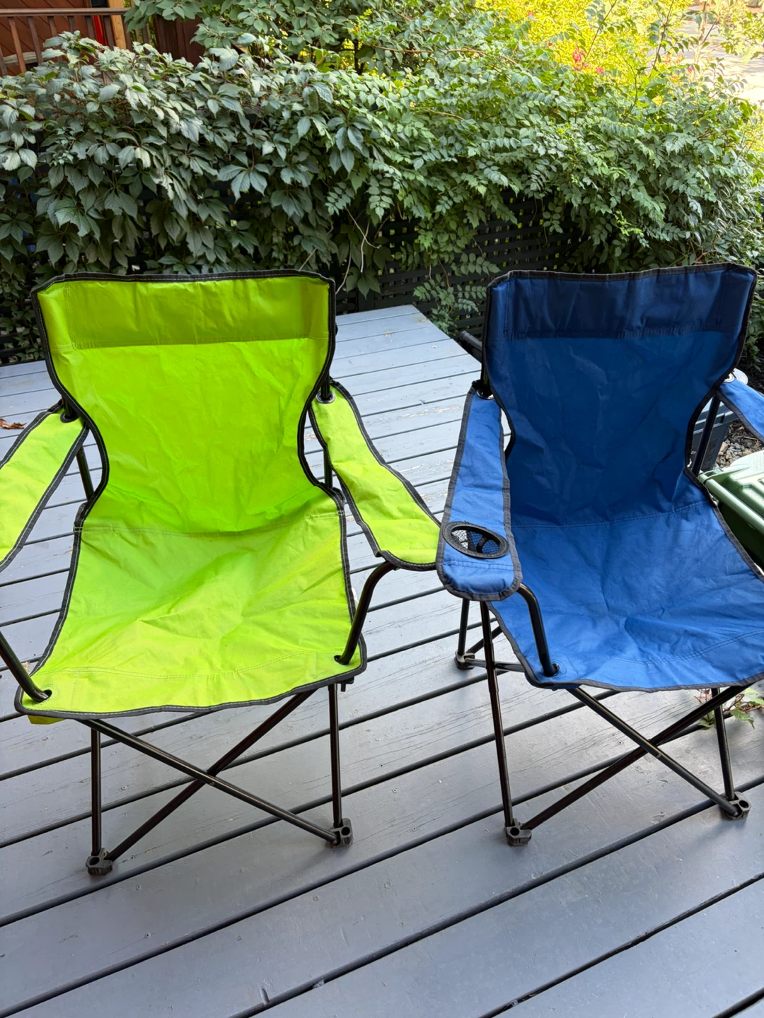 Set of 2 Folding Camp Chairs - Green & Blue