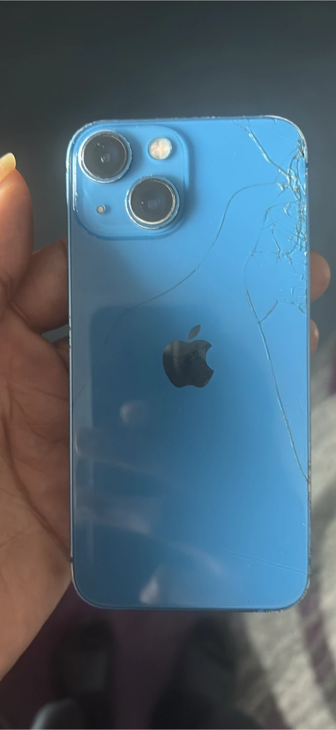 Blue iPhone 13 - Cracked Back- unlocked