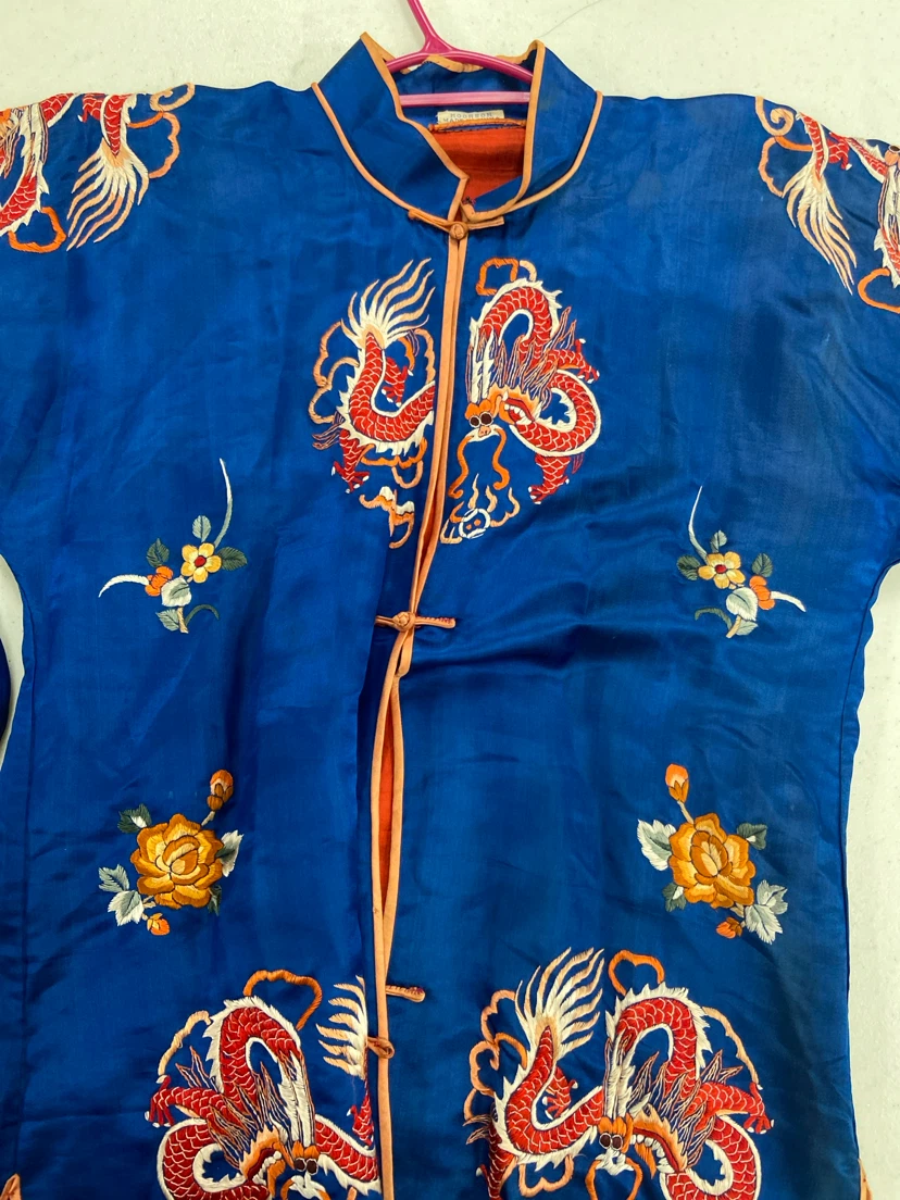 Blue Silk Dragon Embroidered Jacket