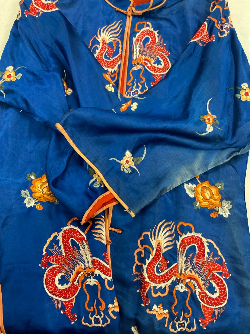 Blue Silk Dragon Embroidered Jacket - photo 3
