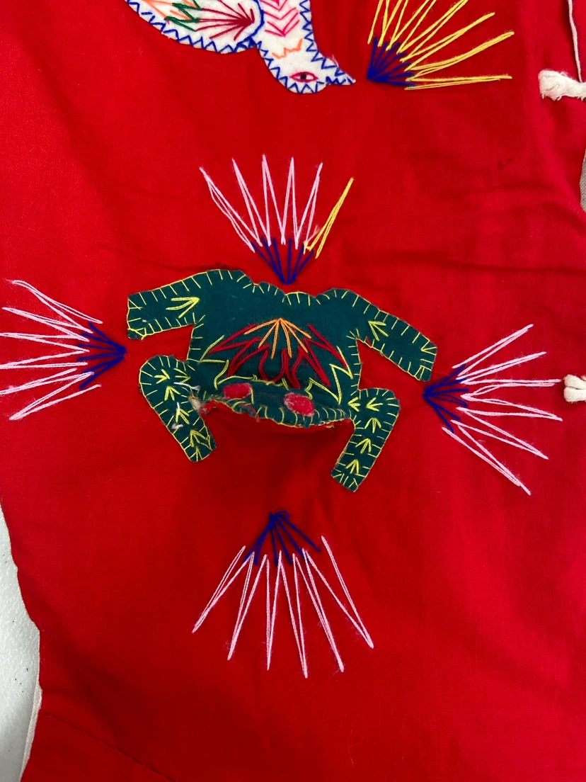 Red Quilted Vest with Embroidered Animals and Critters - photo 2