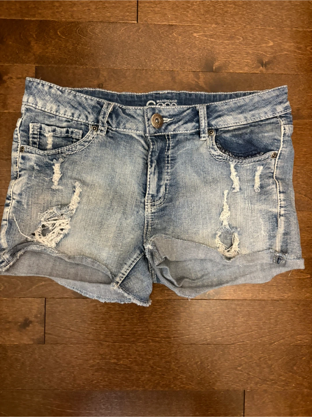 Warehouse One Distressed Denim Shorts Size 10