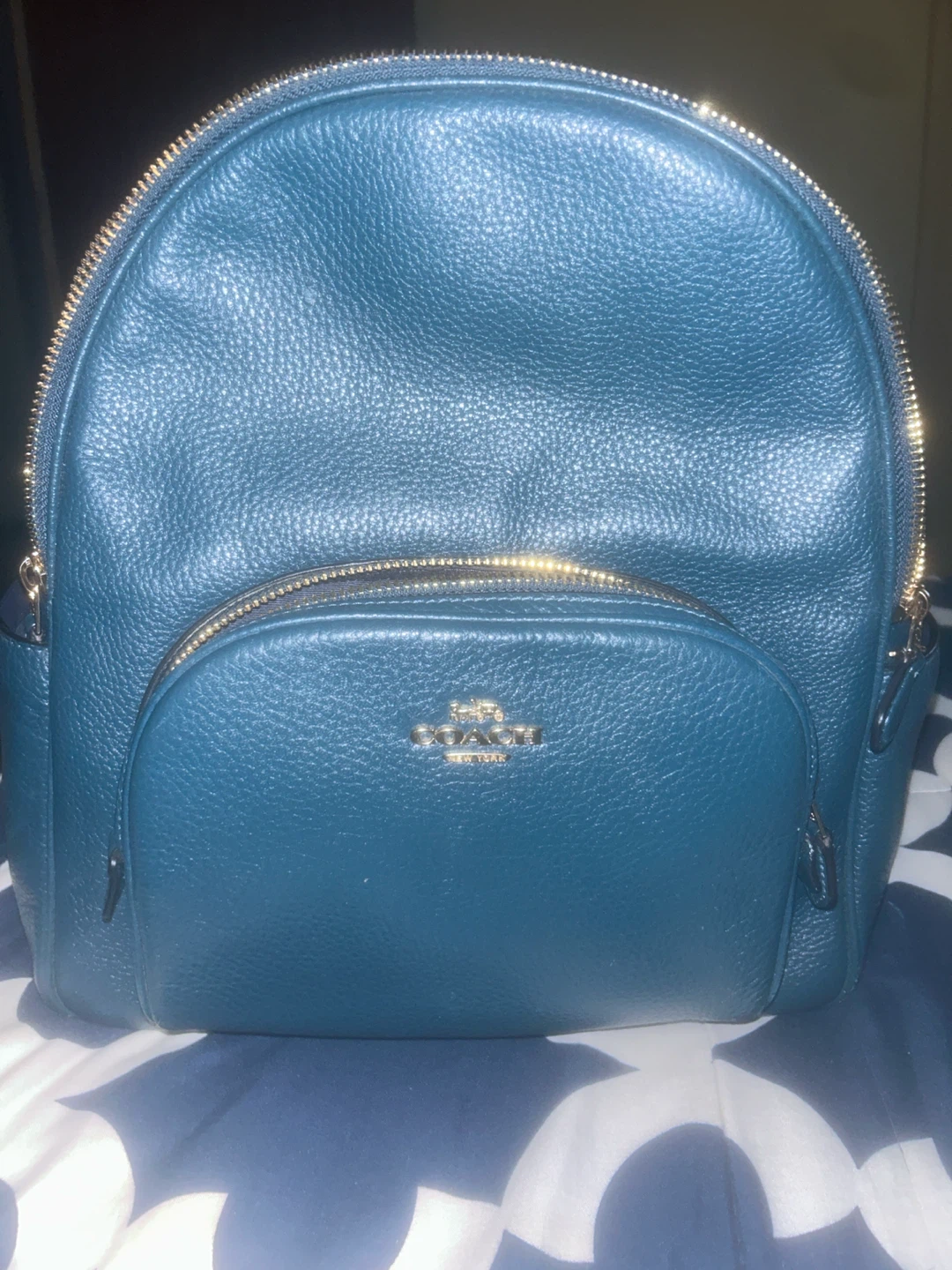 Coach Pebble Leather Backpack Teal