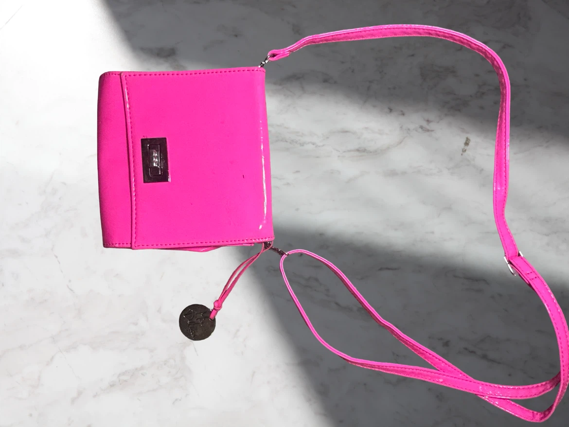 Bright Pink Faux Leather Crossbody Bag