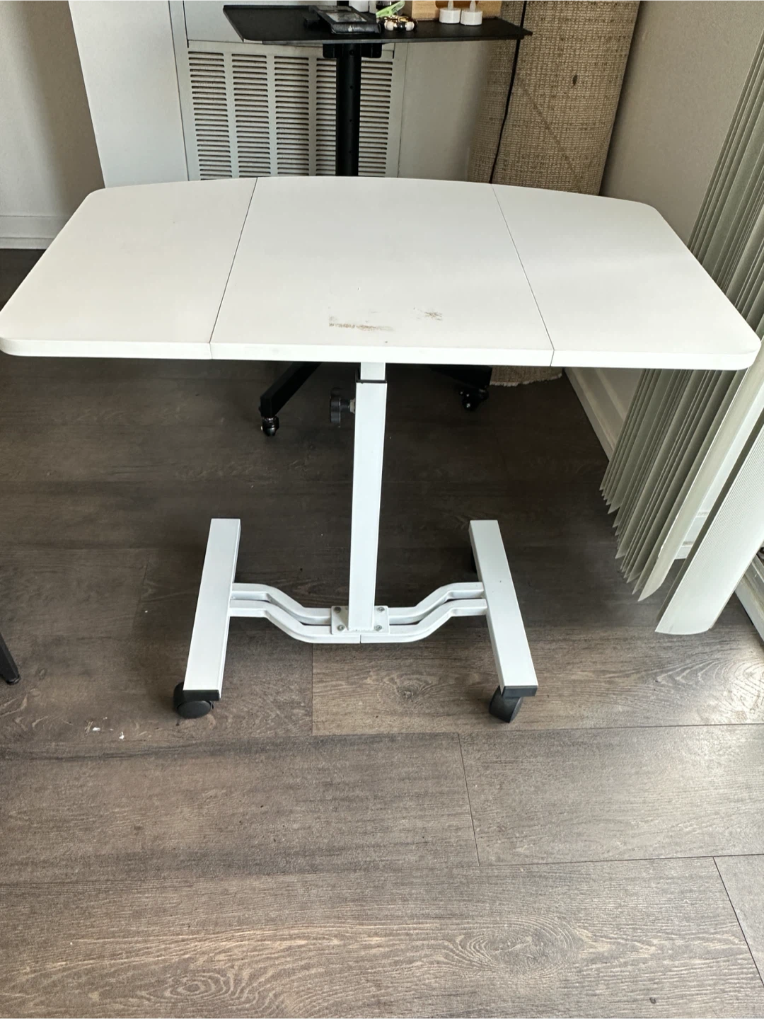 White Rolling Height Adjustable Desk