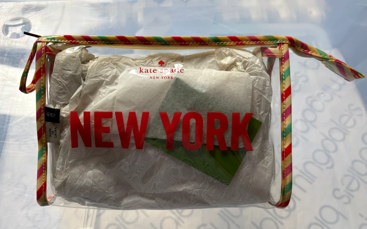 Kate Spade New York Clear Cosmetic Bag NEW YORK LONDON