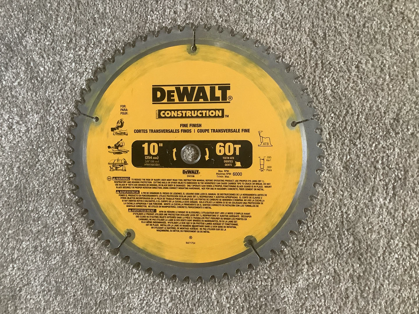 DeWalt Construction Fine Finish Saw Blade