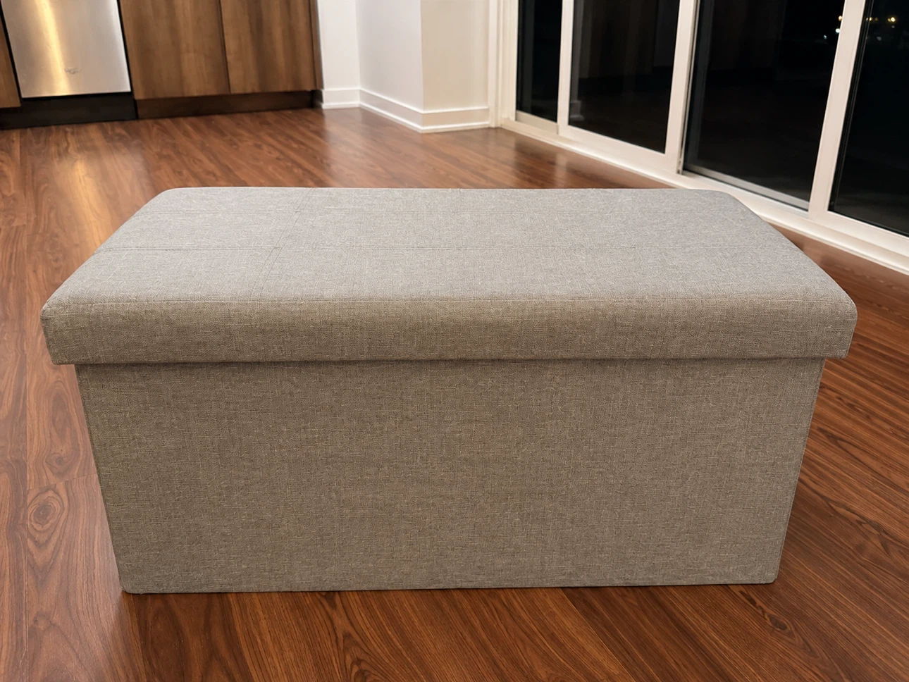 Grey Storage Ottoman Bench