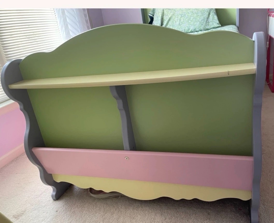 Kids Bed Frame with Headboard Shelf