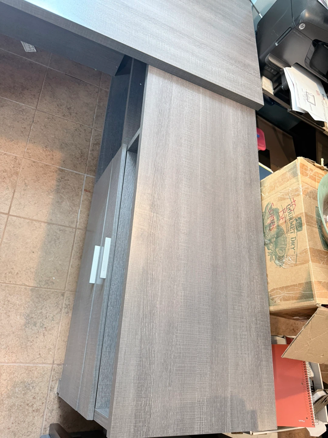 Grey L-Shaped Desk with Storage - photo 3