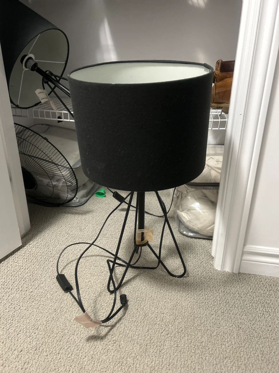 2 Black Table Lamp with Drum Shade