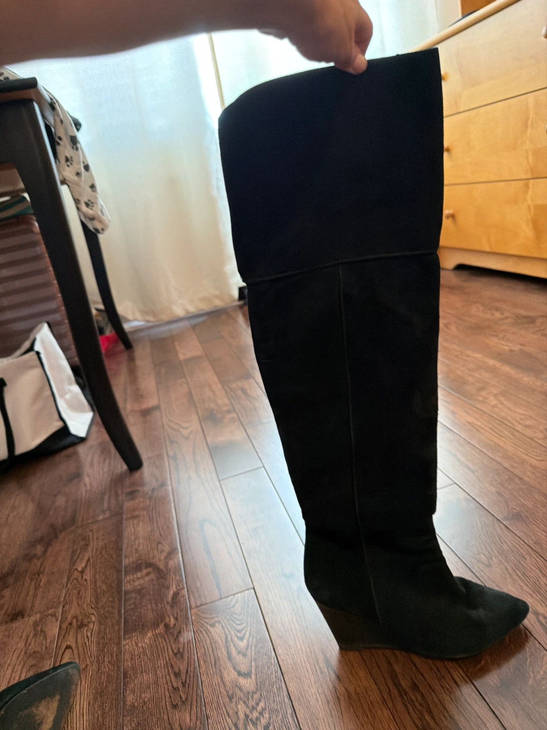 Black Suede Wedge Boots