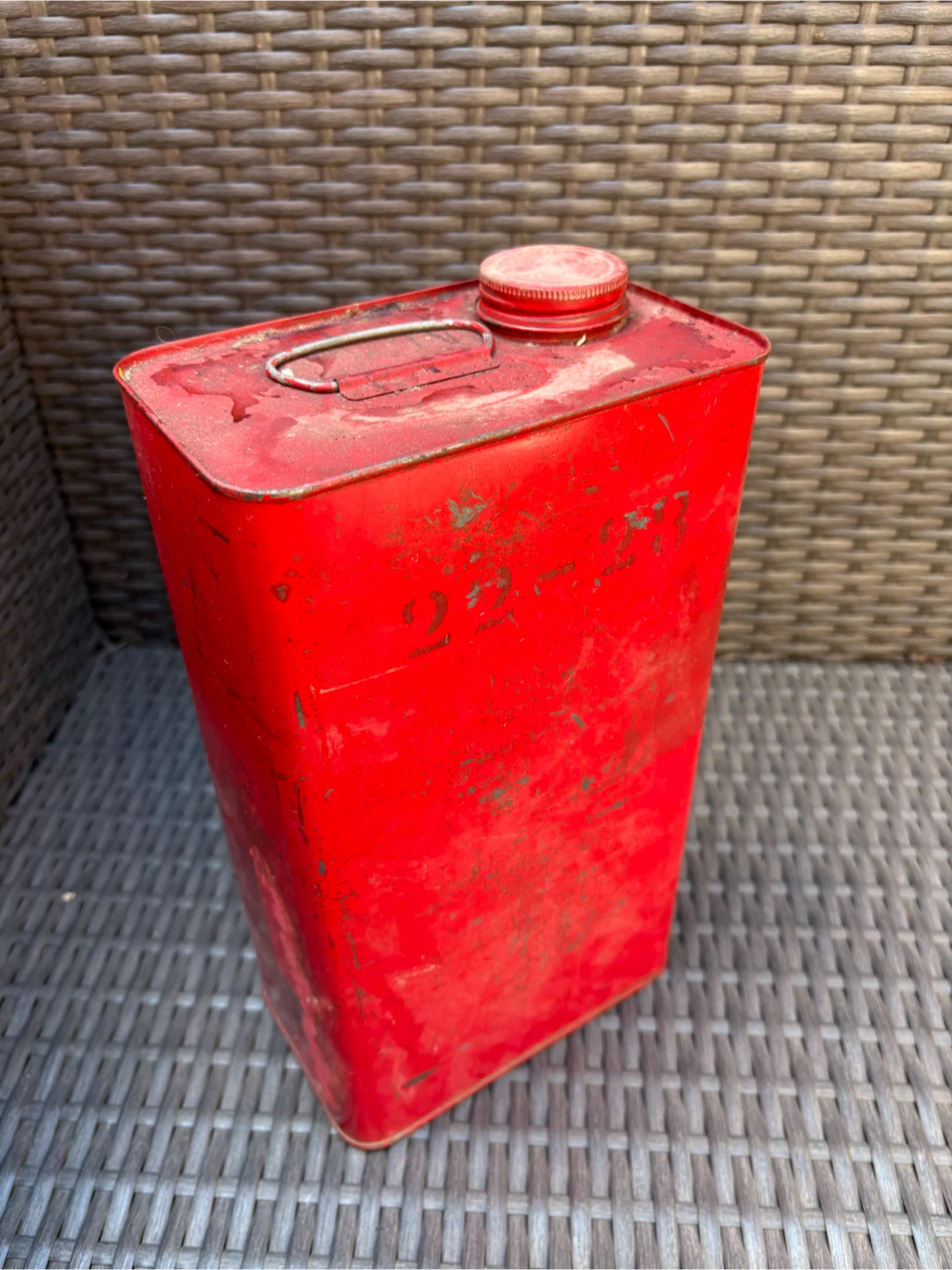 Vintage Red Metal Canister