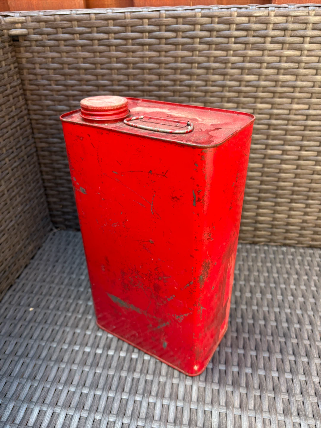 Vintage Red Metal Canister - photo 2