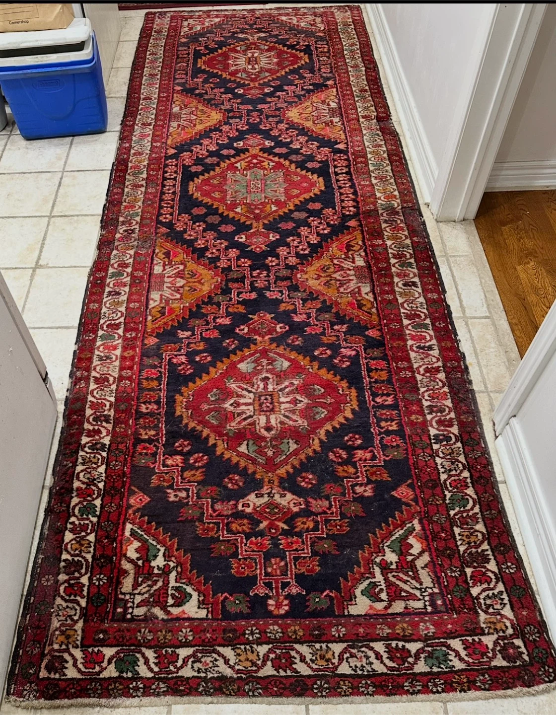 Red and Blue Oriental Runner Rug - photo 2